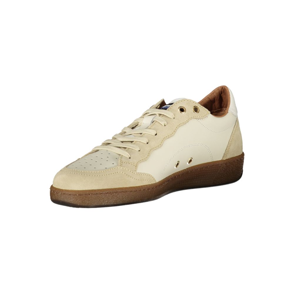 Herren-Sneaker aus weißem Leder mit auffälliger Sohle von BLAUER