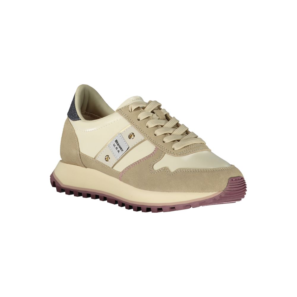 Beiger Sneaker aus Leder und Synthetik für Damen