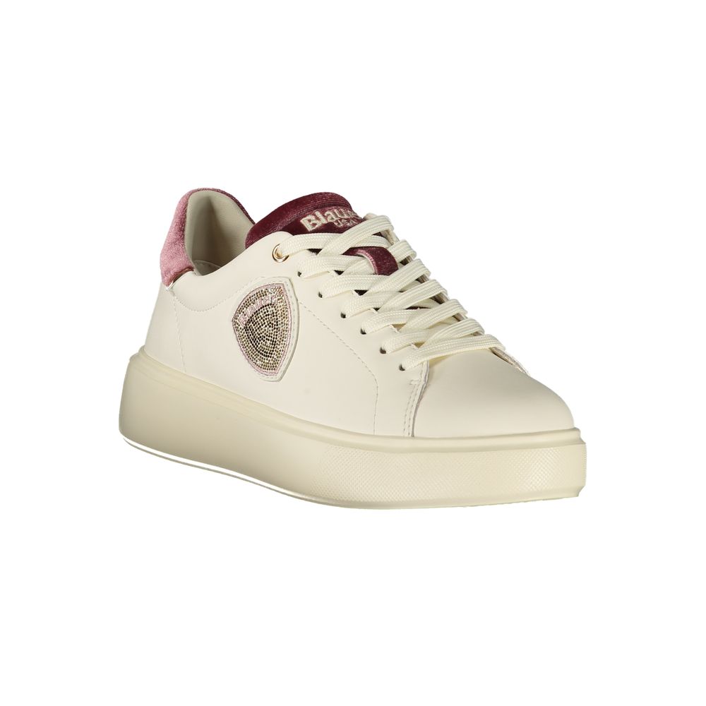 Bianco Leder-Sneaker mit Strass-Detail