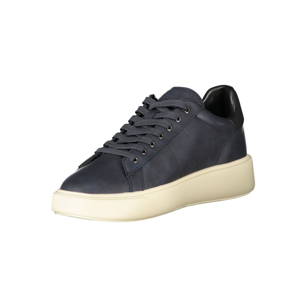 Blue Synthetic Sneakers with Contrast Sole