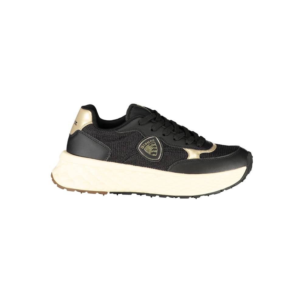 Schwarze Leder-Sneaker mit Gold-Detail von BLAUER