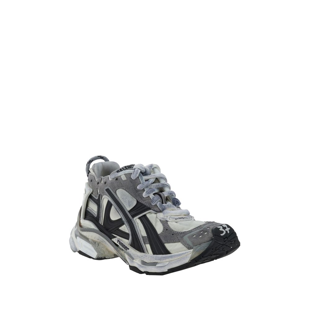 Multicolor Rubber Athletic SneakersRunner Sneakers by Balenciaga, structured platform sole, suede details woven panel design, lace-up front closure, embroidered size number at toe, contrasting embroidered iconic brand monogram label on front tongue, logo