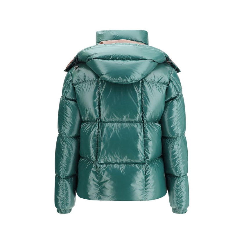 Parana Down JacketParana Down Jacket by Moncler is made of iconic laqué nylon with coordinating lining and warm, enveloping padding. The design includes a removable and adjustable hood, zipper and snap closure, practical zipper pockets and drawstring hem