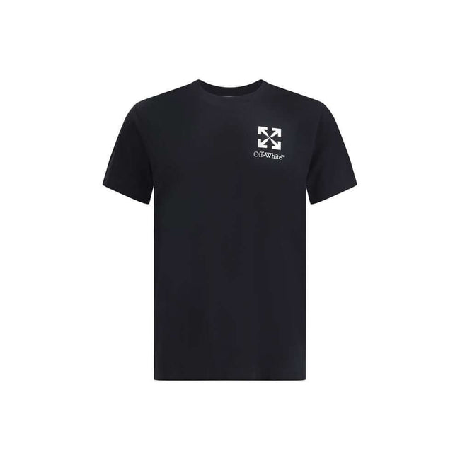 Black Cotton T-ShirtThe Small Arrow Slim T-shirt by Off-White captures minimalist elegance with a signature twist. Cut from soft Cotton jersey, it offers a slim fit that naturally contours the body. A ribbed crew neck and short sleeves highlight the clean