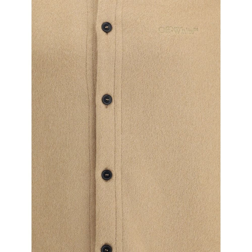 Beige Cashmere Dress ShirtThe Off-White Quote WS Milit Overshirt is crafted from pure cashmere, offering a blend of comfort and contemporary luxury. A classic collar and button closure—mirrored at the cuffs—give the piece a clean, versatile silhouette, wh
