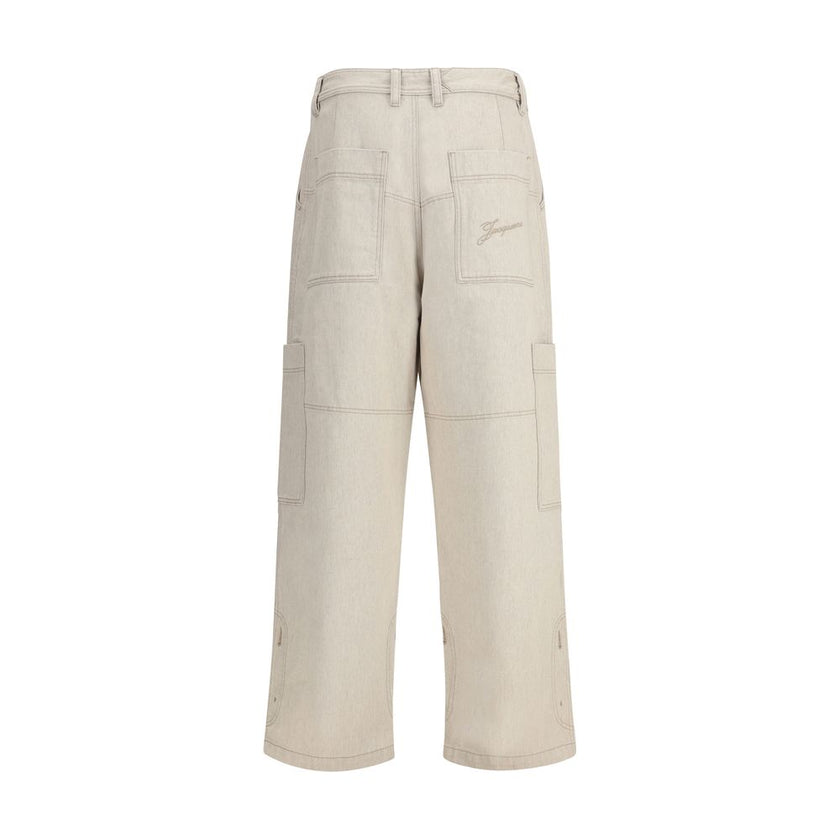 Beige Cotton Jeans DenimThe Carré de-Nîmes cargo Jeans bring a contemporary twist to a utility classic. Crafted from soft cotton and hemp denim, they feature a high waist with engraved metal button closure and belt loops. Wide, straight legs are reinforce