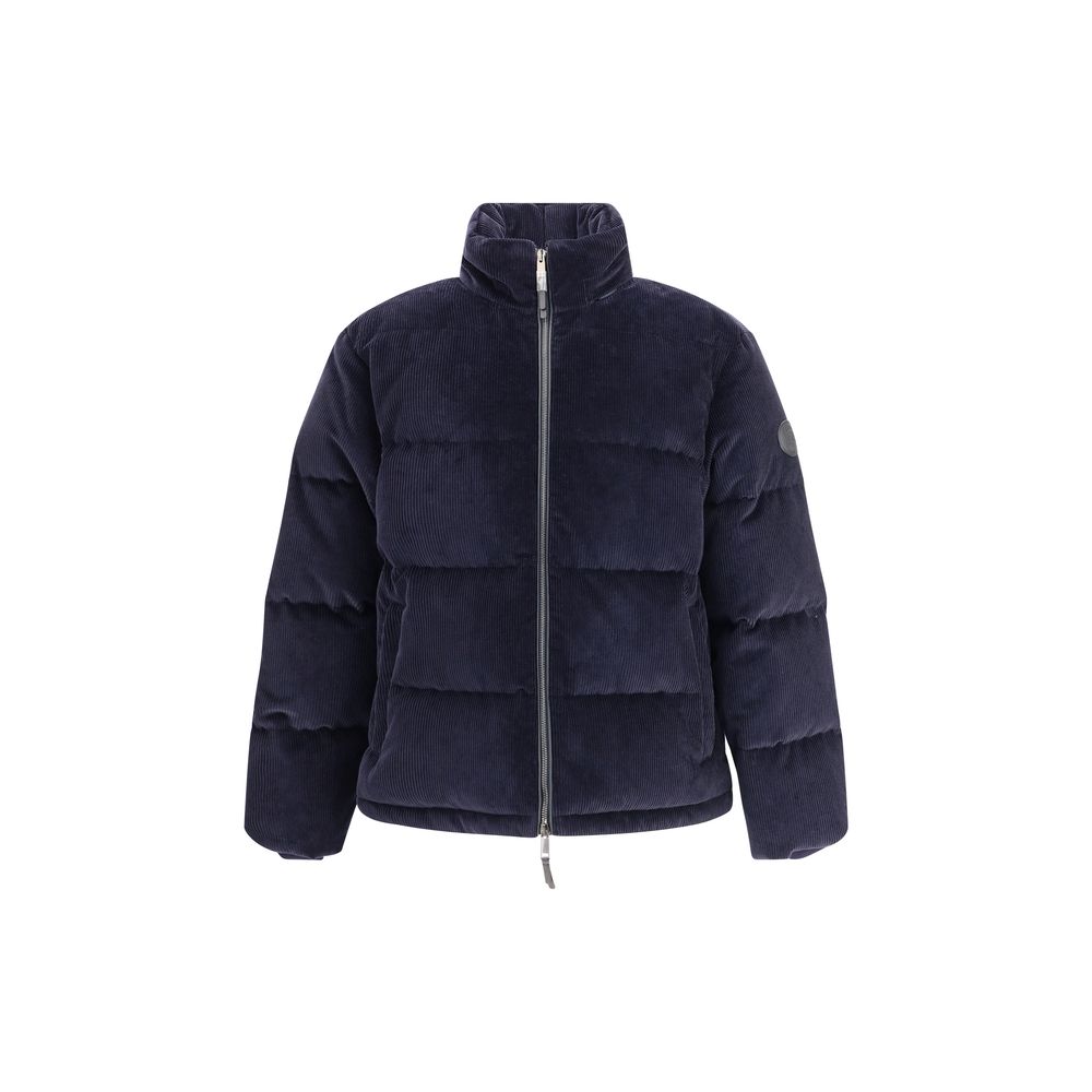 Blue Cotton CoatThe Burberry cropped Corduroy Down Jacket redefines outerwear with a refined, contemporary edge. Featuring an oversized fit and dropped shoulders for modern volume, it comes with a stand-up collar and a concealed detachable hood for added