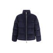 Blue Cotton CoatThe Burberry cropped Corduroy Down Jacket redefines outerwear with a refined, contemporary edge. Featuring an oversized fit and dropped shoulders for modern volume, it comes with a stand-up collar and a concealed detachable hood for added