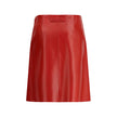 Red Lamb Leather Mini SkirtThe Nappa Leather Skirt by Miu Miu embodies sophisticated femininity with its sleek lines and lively shades. Crafted from supple nappa leather, it is enhanced by the natural sheen and softness achieved through meticulous hand-fi