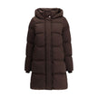 Brown Goose Down ParkaThe Kelly Down Jacket by Woolrich combines practicality and contemporary style. Featuring elastic cuffs and a hood, it features a front zipper and button closure, zippered side slits and two welt pockets. The padded and quilted desig
