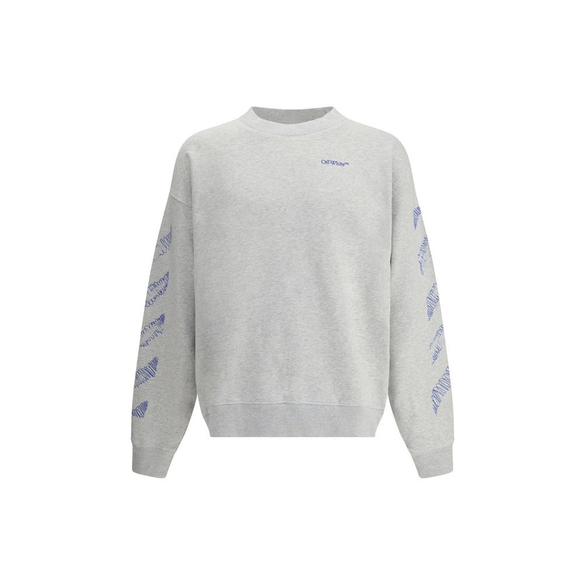 Gray Cotton SweatshirtThe Scribble Diag Skate Crewneck by Off-White captures the essence of streetwear with its minimalist lines and bold graphic presence. Crafted from solid French cotton, it showcases embroidered details and the brand’s signature logo a