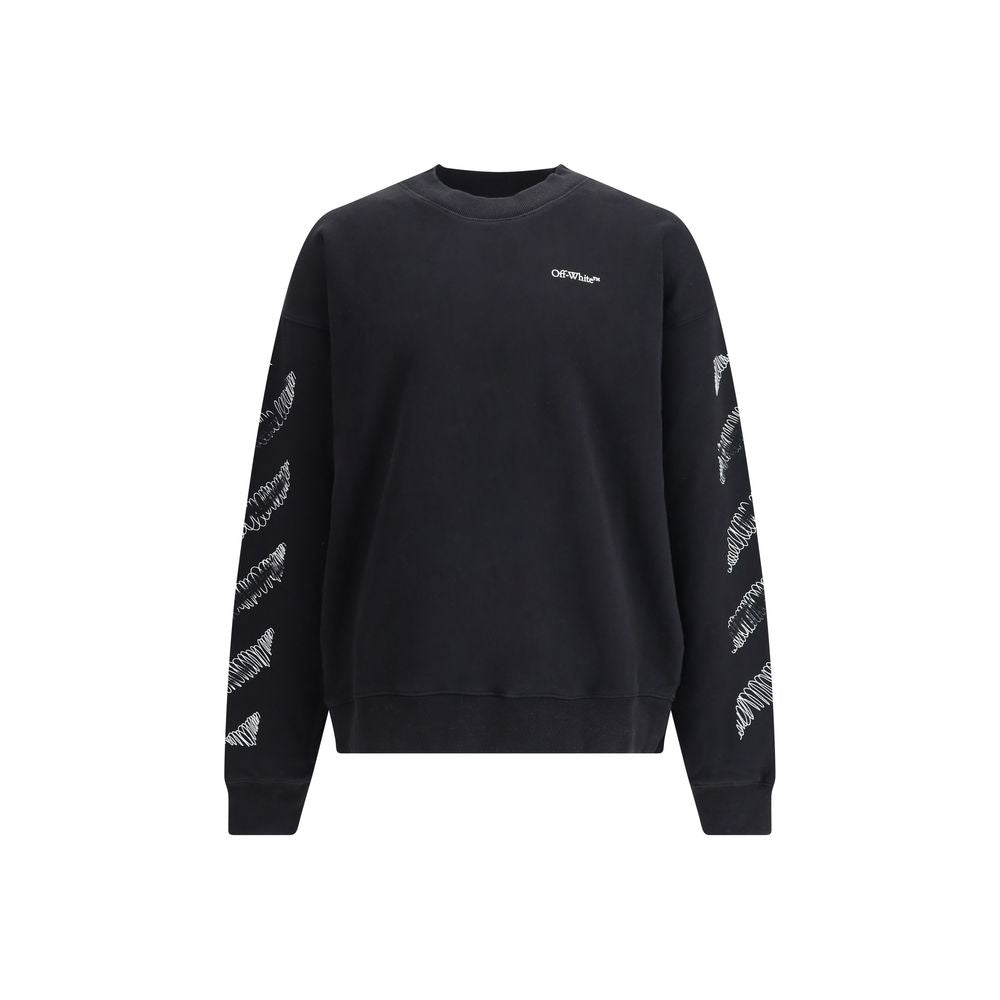 Black Cotton SweatshirtThe Scribble Diag Skate Crewneck by Off-White captures the essence of streetwear with its minimalist lines and bold graphic presence. Crafted from solid French cotton, it showcases embroidered details and the brand’s signature logo