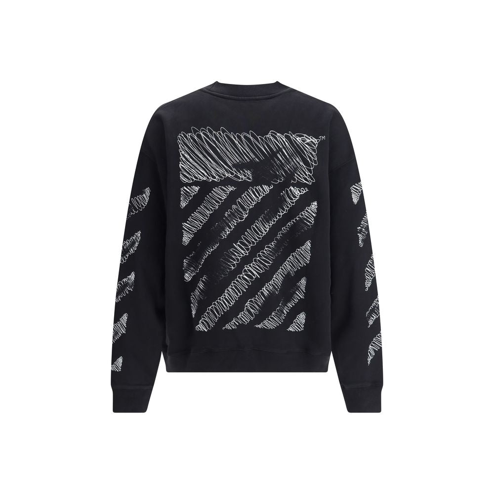 Black Cotton SweatshirtThe Scribble Diag Skate Crewneck by Off-White captures the essence of streetwear with its minimalist lines and bold graphic presence. Crafted from solid French cotton, it showcases embroidered details and the brand’s signature logo