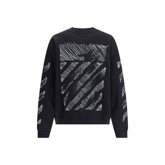 Black Cotton SweatshirtThe Scribble Diag Skate Crewneck by Off-White captures the essence of streetwear with its minimalist lines and bold graphic presence. Crafted from solid French cotton, it showcases embroidered details and the brand’s signature logo