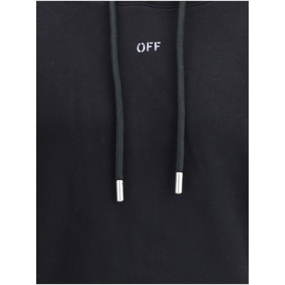 Black Cotton SweatshirtThe Stencil Arrow Skate Hoodie by Off-White embodies a bold urban aesthetic with contemporary edge. Crafted from premium cotton, it features the brand’s iconic stencil arrow graphic at the back, a hallmark of its visual language. A