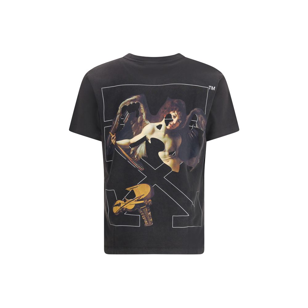 Black Cotton ClothingThe Cupid Arrow Slim T-shirt by Off-White elevates the classic T-shirt with a bold, graphic statement. Crafted from cotton jersey, it features a slim fit that flatters the silhouette, complemented by a ribbed crew neckline for a timel