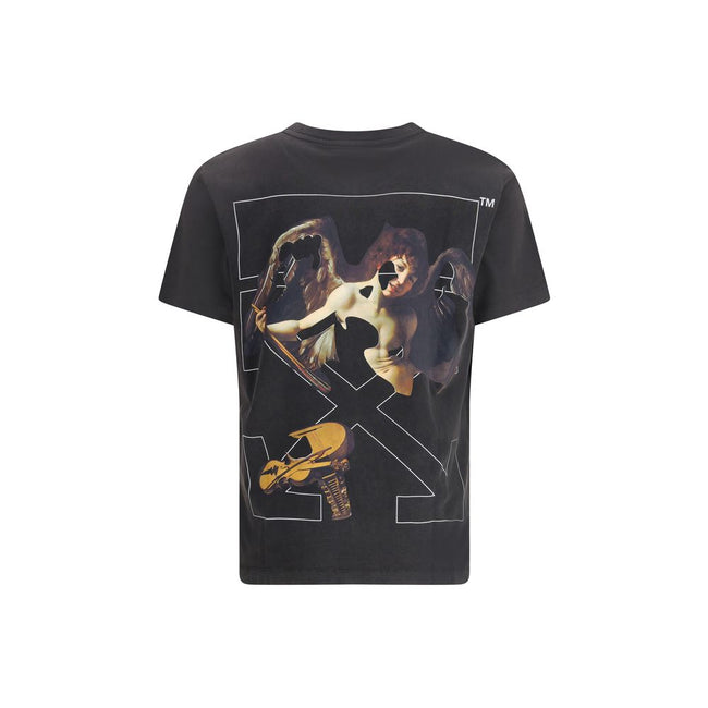 Black Cotton ClothingThe Cupid Arrow Slim T-shirt by Off-White elevates the classic T-shirt with a bold, graphic statement. Crafted from cotton jersey, it features a slim fit that flatters the silhouette, complemented by a ribbed crew neckline for a timel