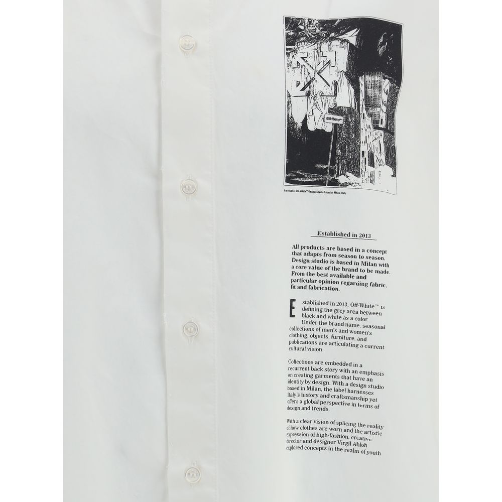 White Cotton Shortsleeve ShirtThe Off-White™ short-sleeve Cotton Shirt captures the bold, contemporary spirit of the brand. Crafted from pure cotton, it features a graphic print, a signature element that translates urban language into an instantly recogni