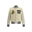 Cream Polyamide BomberThe Lion Wool Varsity Jacket by Off-White blends urban sophistication with bold detailing. Crafted from a premium wool blend, it features a structured silhouette with snap-button closure. The embroidered patches at the front and the