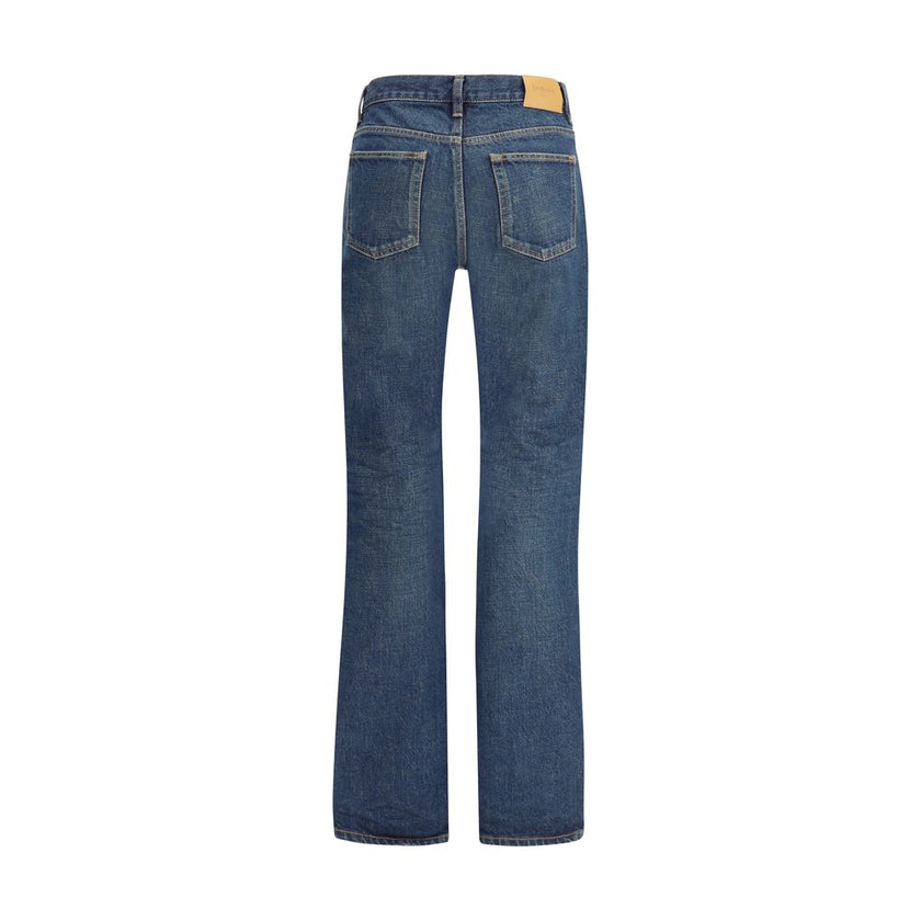 Blue Cotton Straight-Leg JeansThe Nico low-rise Jeans in heritage denim feature a timeless five-pocket design with a straight leg. The low-rise waist and front button fastening with button fly define the essential character of the piece, enhanced by belt