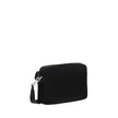 Black Polyamide Shoulder BagNylon Shoulder Bag by Prada, adjustable and removable shoulder strap with embroidered brand signature, removable mini pouch with zipper, triangular brand monogram plaque applied embossed on pouch, front push lock closure, iconi