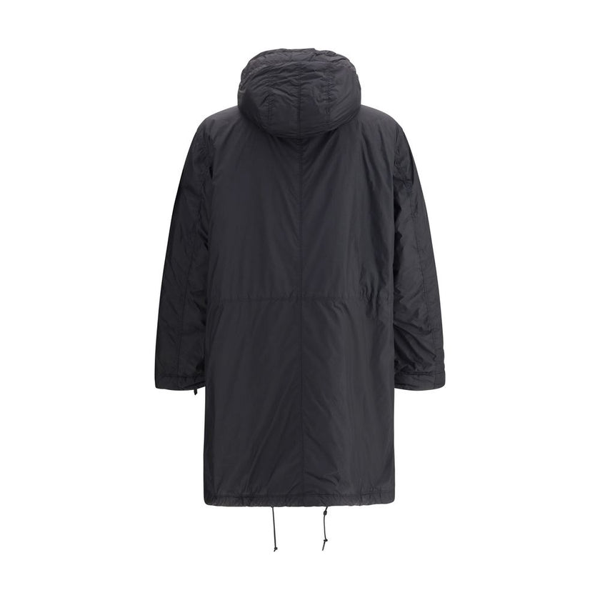 Long Down JacketStone Island’s long Down Jacket combines protection and style in a functional design. Featuring an adjustable drawstring hood and front zipper and snap-button closure, it has two maxi patch pockets on the front and an adjustable hem for a
