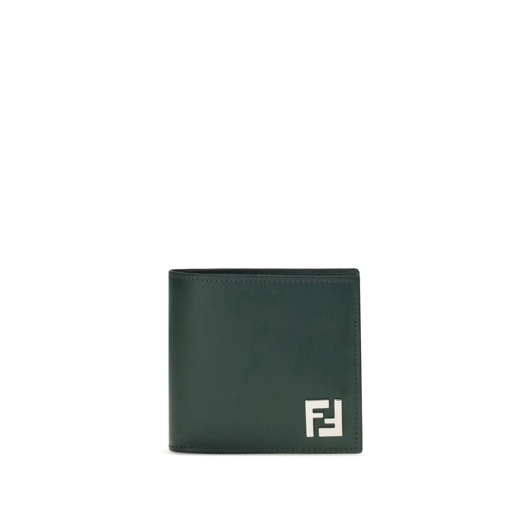 Black Calf Leather Bos Taurus WalletLeather Wallet by Fendi with an elegant and functional design, featuring the classic bifold model. The front is decorated with the three-dimensional plaque of the iconic FF logo, while the back features the contrasting