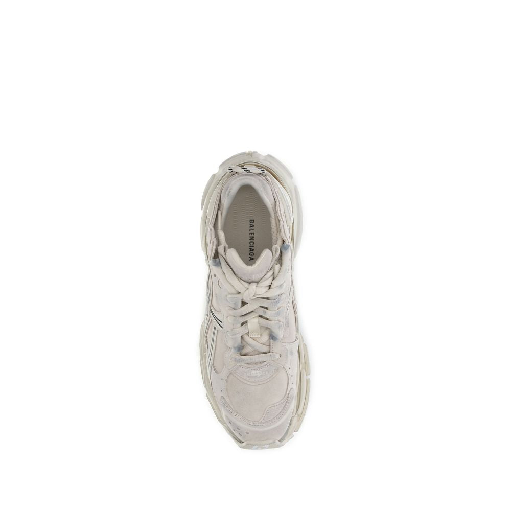 Beige Calf Leather Bos Taurus Athletic SneakersRunner Sneakers by Balenciaga combine technical materials and cowhide leather in a bold design with a worn-in effect. Featuring intricate construction and contrasting details, they feature size printed on the