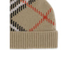 Beige Cashmere BeanieCashmere blend Check beanie Hat by Burberry is a refined accessory that combines comfort and iconic style. Made from a soft cashmere blend, it features the classic Burberry Check pattern worked in jacquard. Ribbed trim completes the d