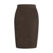Brown Denim SkirtThe Denim Pencil Skirt by Saint Laurent combines practicality with contemporary style in an essential piece. Crafted from certified cotton, it features a mid-rise waist with belt loops, a back vent for ease of movement, and a fitted silho
