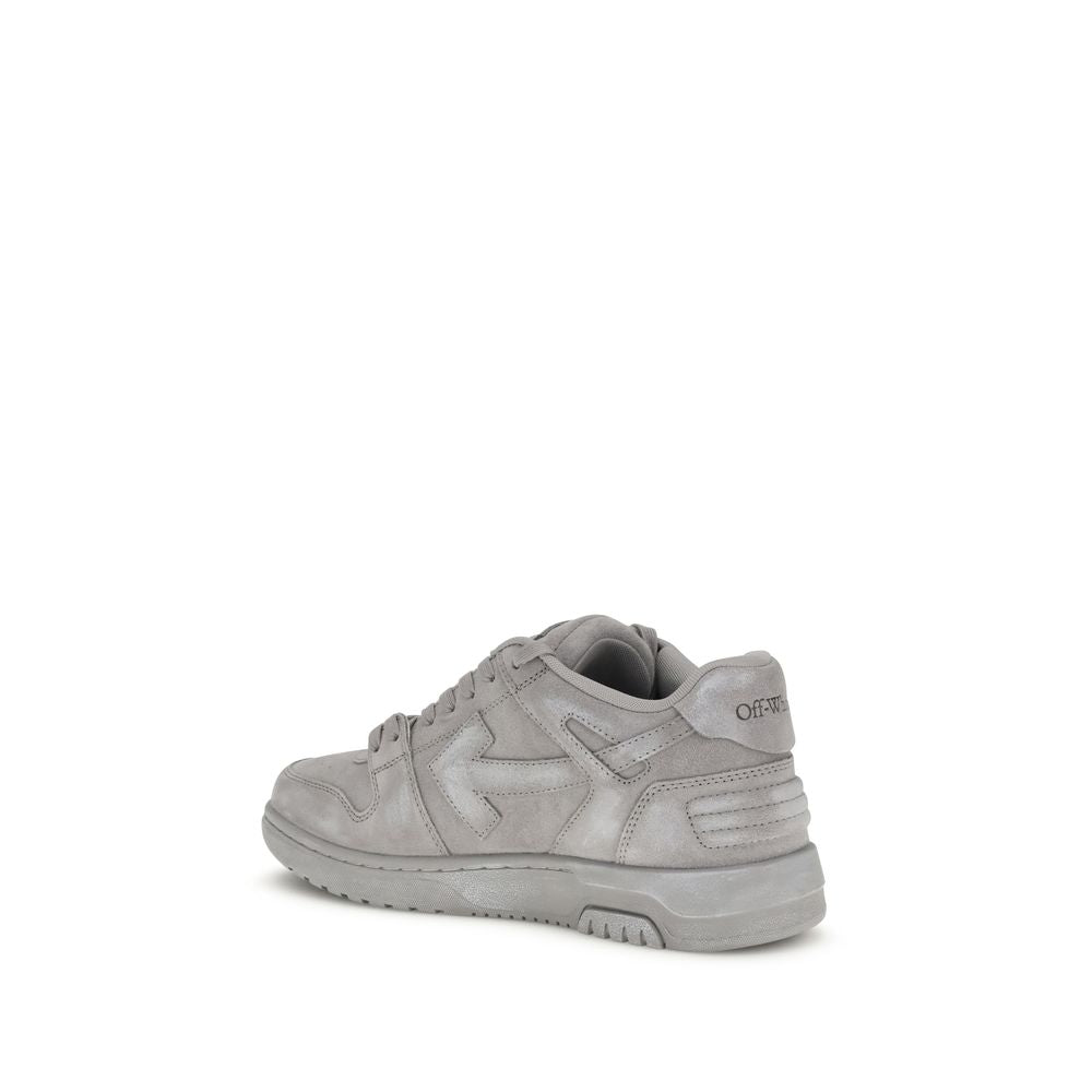 Gray Calf Leather Bos Taurus Low Top SneakersThe Out of Office For Walking Sneakers by Off-White feature a perforated round toe for breathability and comfort. The flat sole ensures stability, while the iconic Arrow logo embossed on the side panel adds a d