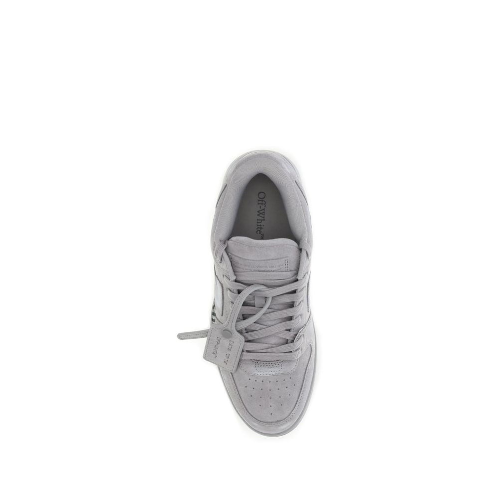 Gray Calf Leather Bos Taurus Low Top SneakersThe Out of Office For Walking Sneakers by Off-White feature a perforated round toe for breathability and comfort. The flat sole ensures stability, while the iconic Arrow logo embossed on the side panel adds a d