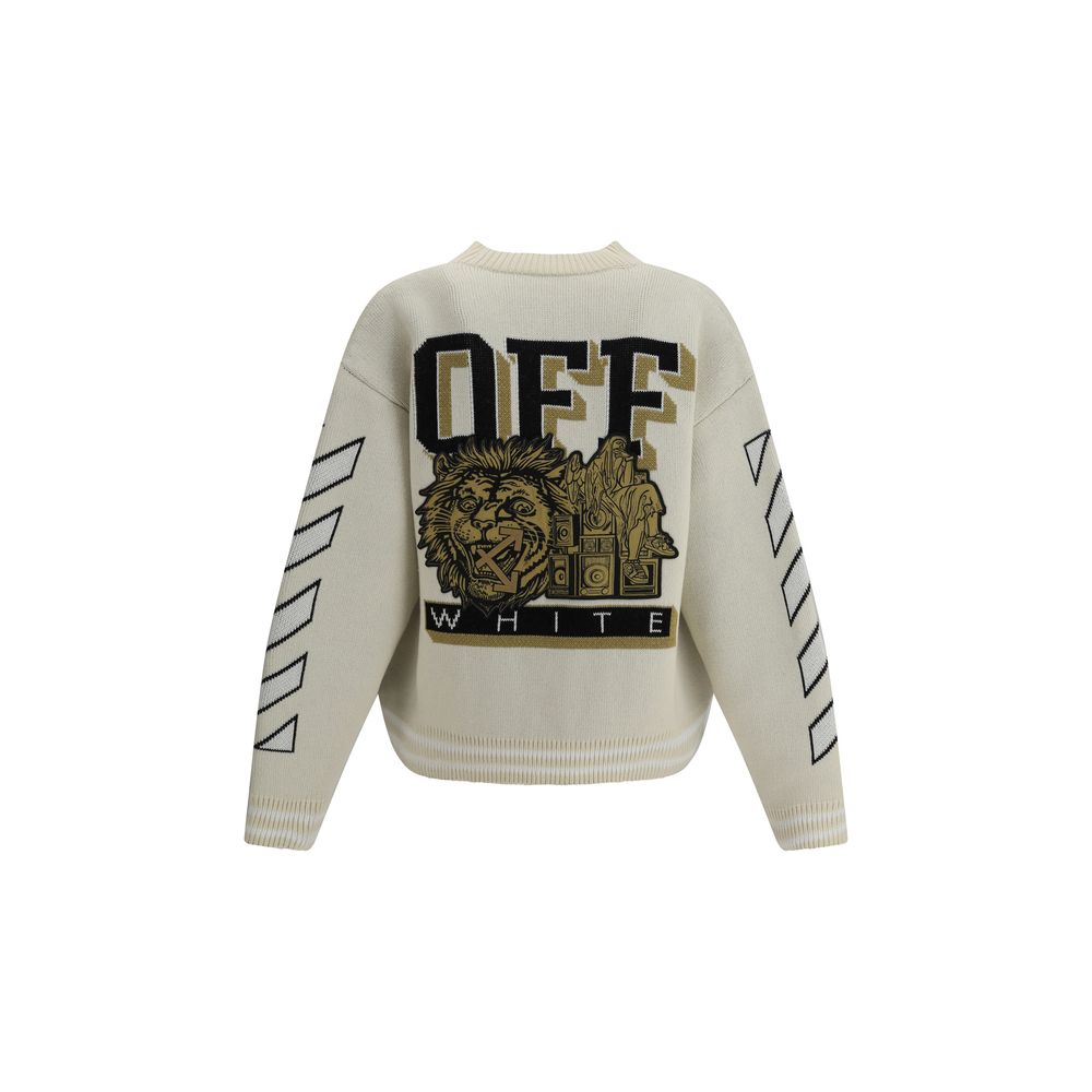 Cream Cotton CardiganThe Moon Vars Knit Cardigan by Off-White reflects the brand’s urban-inspired aesthetic with a wool construction and relaxed fit. Intarsia patterns and embroidered details bring together signature codes with the seasonal moon motif at