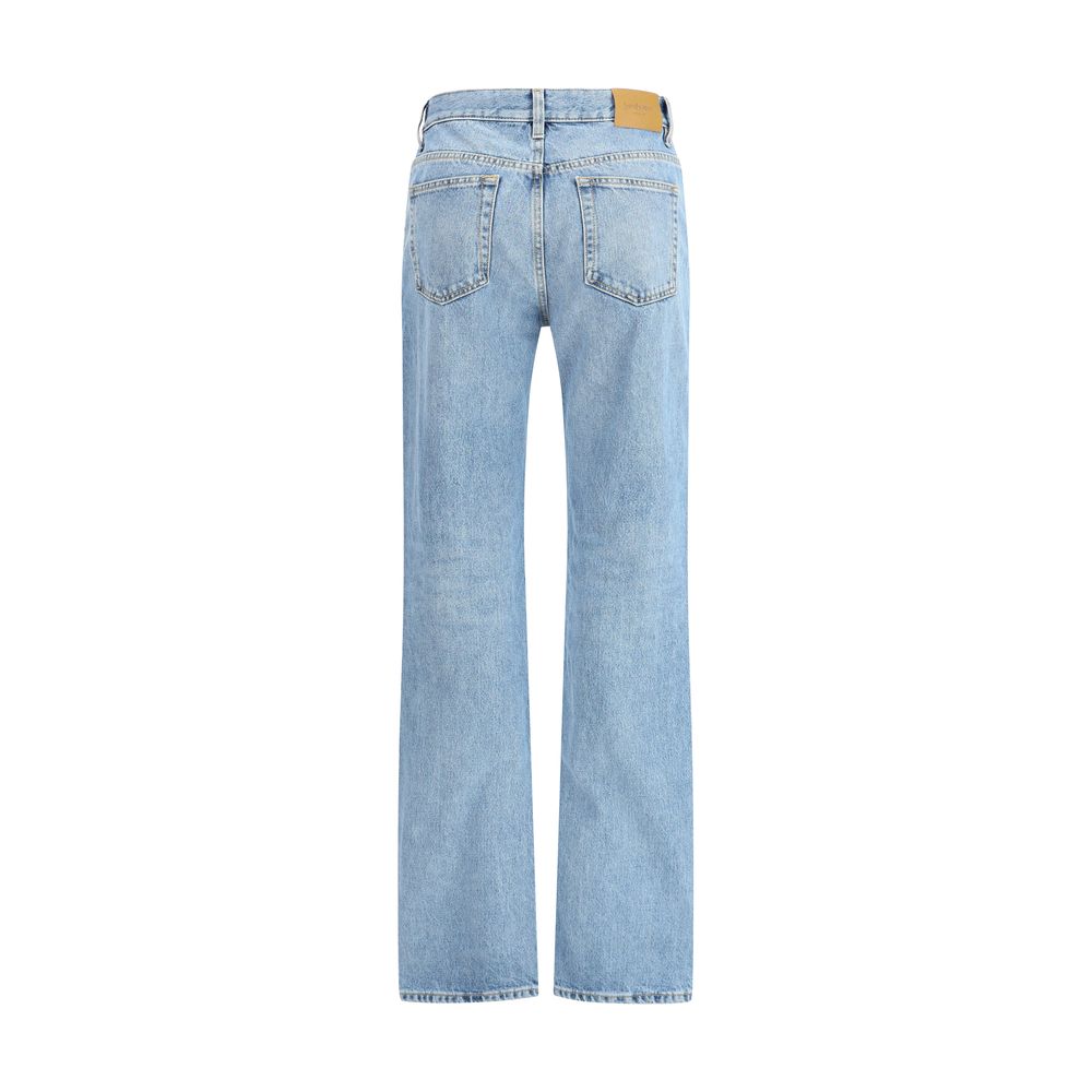 Light Blue Cotton Straight-Leg JeansThe NICO low-rise jeans in Bahamas denim by Saint Laurent bring timeless elegance to a casual icon. Crafted from certified cotton, they feature a classic five-pocket construction with straight leg and button fly. Belt l