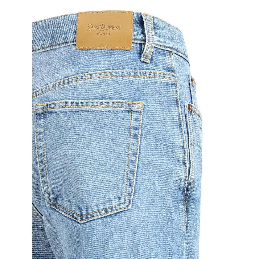 Light Blue Cotton Straight-Leg JeansThe NICO low-rise jeans in Bahamas denim by Saint Laurent bring timeless elegance to a casual icon. Crafted from certified cotton, they feature a classic five-pocket construction with straight leg and button fly. Belt l