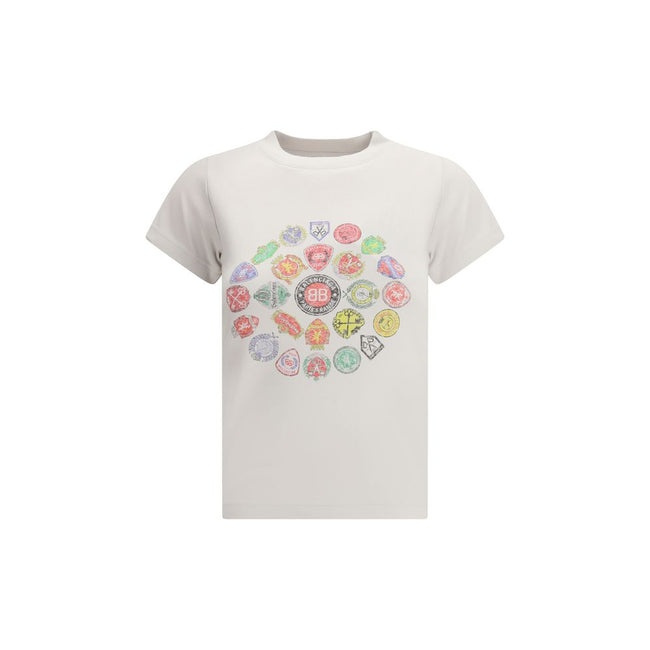 White Cotton T-ShirtThe Graphic Logo Crew Neck T-Shirt by Balenciaga embodies the minimalist and contemporary essence of the Maison. Crafted from soft cotton, it features short sleeves and a crew neckline that define its clean, versatile silhouette. The g