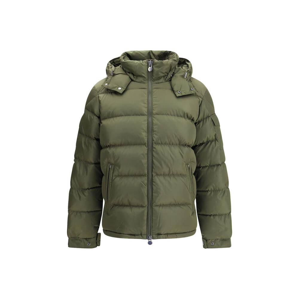Maya Down JacketMaya Down Jacket by Moncler with adjustable drawstring hood and removable thanks to practical buttons. The high collar ensures protection, while the front closure with double slider zip guarantees functionality and comfort. It has two side