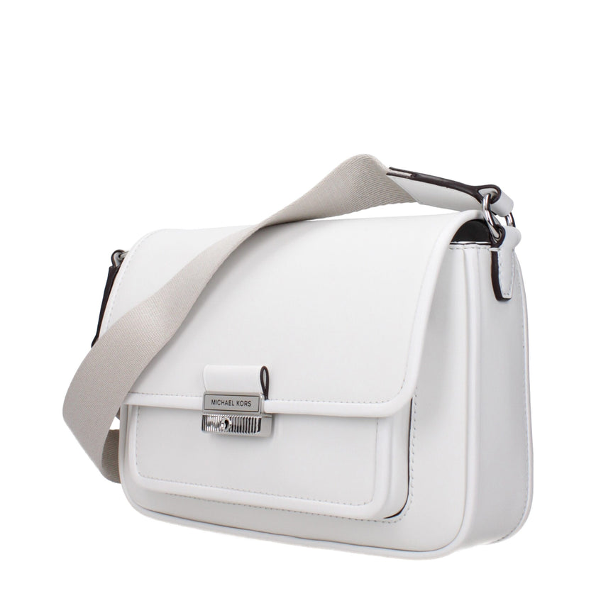 White Leather Crossbody BagDescription: The product with MPN 35R5S2BM8LOPTICWHITE and code F83975 leather in white is a crossbody bags designed by Michael Kors. It has features like front logo, adjustable shoulder.White Leather Crossbody Bag${tagsMichael