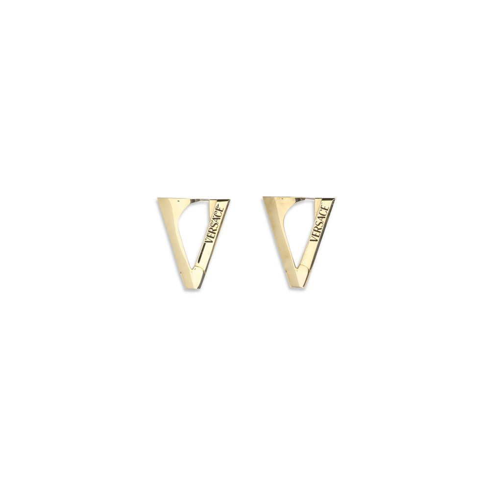 Gold Metal EarringsThe V drop Earrings by Versace feature a V-shaped design with the Versace logo enamel-engraved on both sides. They are equipped with Versace logo engraving and a spring closure. Season: AW25 Composition: 100% Metal Metallic Metallised M