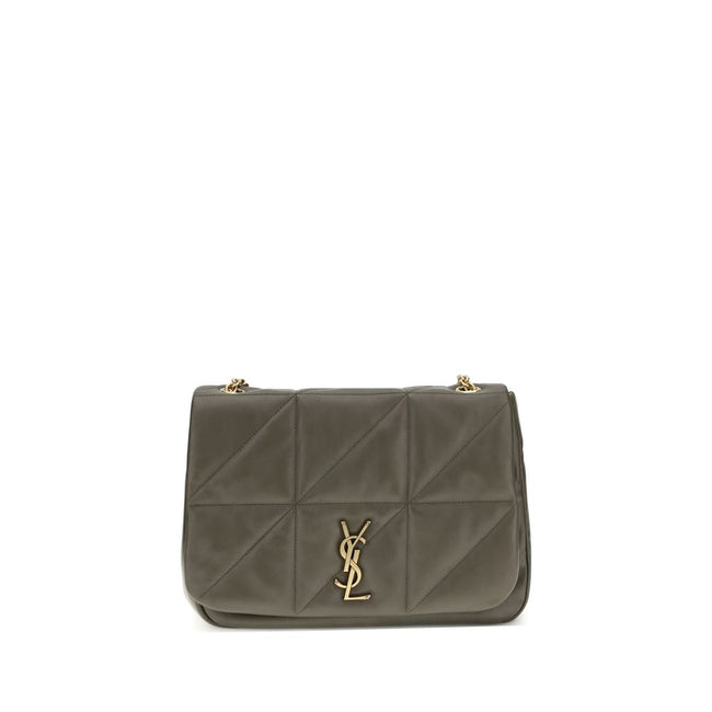 Green Calf Leather Bos Taurus Shoulder BagThe Jamie Medium Shoulder Bag by Saint Laurent, crafted in fine lambskin leather, stands out for its all-over padded design that gives it a sleek and sophisticated look. The front flap, with snap-button closure, p