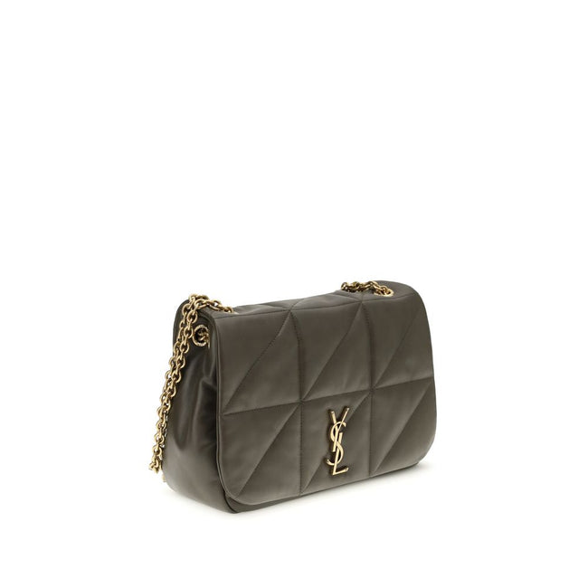 Green Calf Leather Bos Taurus Shoulder BagThe Jamie Medium Shoulder Bag by Saint Laurent, crafted in fine lambskin leather, stands out for its all-over padded design that gives it a sleek and sophisticated look. The front flap, with snap-button closure, p