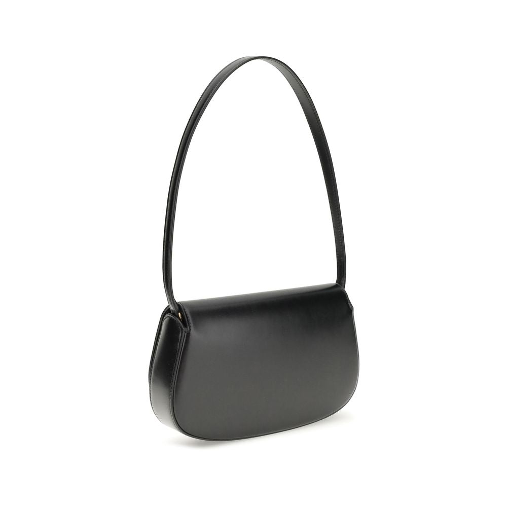 Black Calf Leather Bos Taurus Shoulder BagThe Voltaire mini Shoulder Bag by Saint Laurent is an elegant crescent-shaped bag crafted from calfskin with a lightly polished finish. Bronze-colored metallic parts add a warm, vintage touch, while the Cassandre