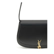 Black Calf Leather Bos Taurus Shoulder BagThe Voltaire mini Shoulder Bag by Saint Laurent is an elegant crescent-shaped bag crafted from calfskin with a lightly polished finish. Bronze-colored metallic parts add a warm, vintage touch, while the Cassandre