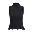Black Wool TopThe sleeveless Virgin Wool Top by Fendi is a timeless piece that blends refined simplicity with iconic details. Crafted from ribbed Virgin Wool, it features a fitted silhouette with a high neck, enhancing the figure with understated elegance