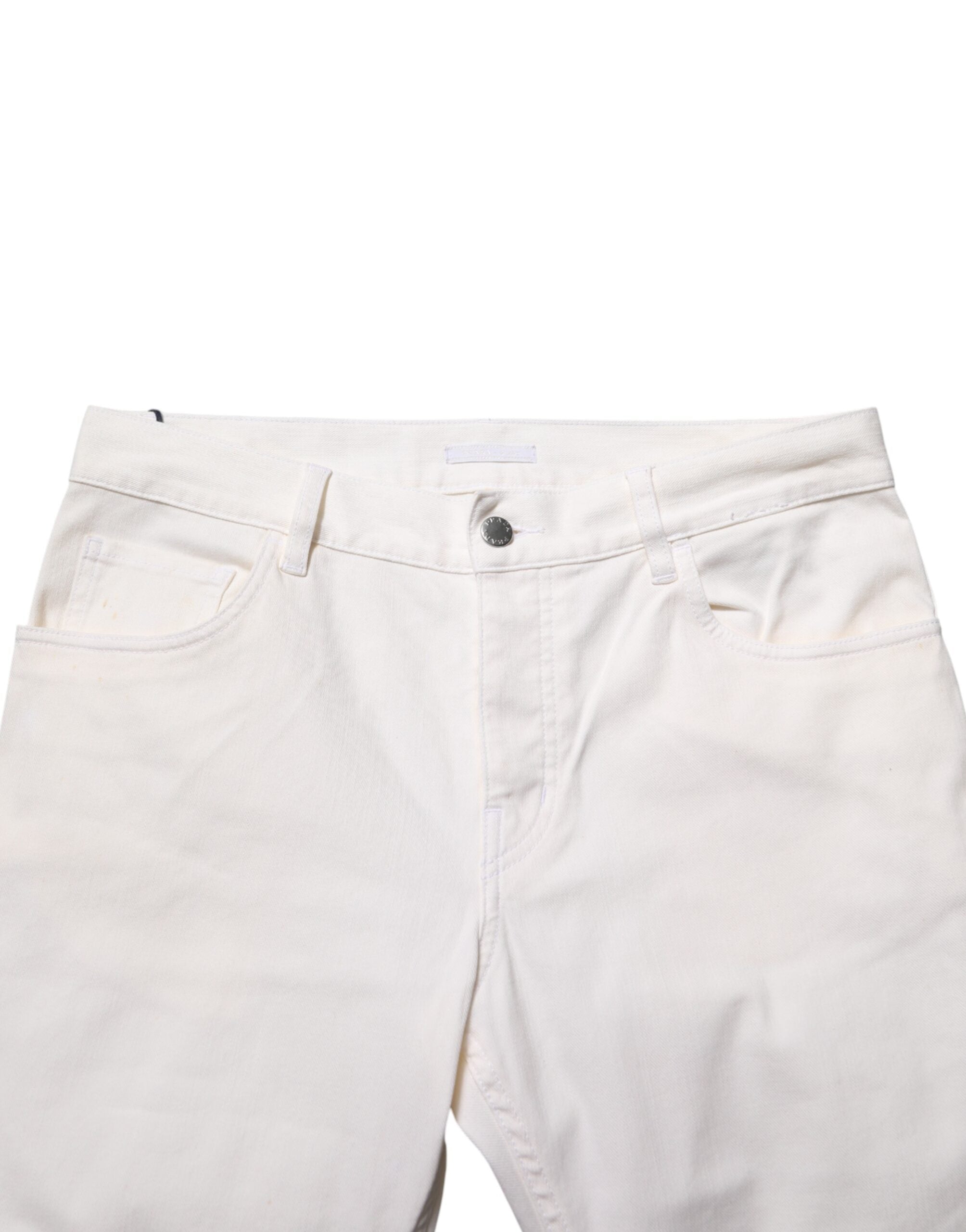 Jean blanc taille mi-haute coupe skinny, style décontracté