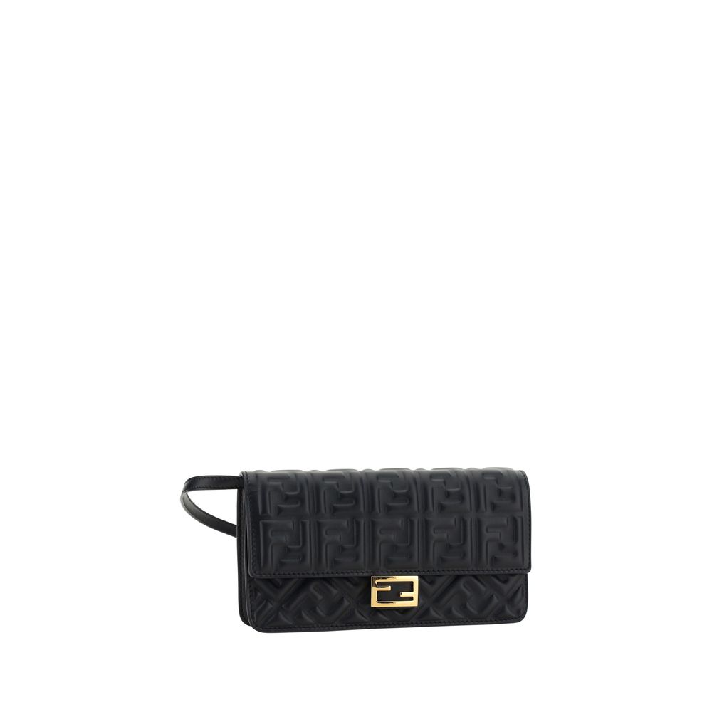 Black Calf Leather Bos Taurus WalletThe Matisse Chain Wallet by Fendi is an elegant and practical accessory. Made of leather, it features a gold chain for carrying it by hand, adding a touch of luxury. The front closure is with magnetic flap, while the th