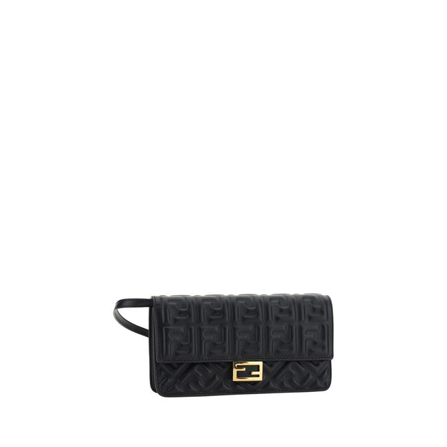 Black Calf Leather Bos Taurus WalletThe Matisse Chain Wallet by Fendi is an elegant and practical accessory. Made of leather, it features a gold chain for carrying it by hand, adding a touch of luxury. The front closure is with magnetic flap, while the th