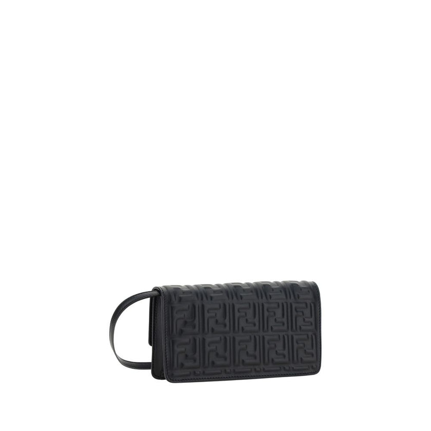 Black Calf Leather Bos Taurus WalletThe Matisse Chain Wallet by Fendi is an elegant and practical accessory. Made of leather, it features a gold chain for carrying it by hand, adding a touch of luxury. The front closure is with magnetic flap, while the th