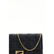Black Calf Leather Bos Taurus WalletThe Matisse Chain Wallet by Fendi is an elegant and practical accessory. Made of leather, it features a gold chain for carrying it by hand, adding a touch of luxury. The front closure is with magnetic flap, while the th