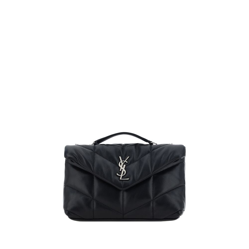 Black Lamb Ovis Aries Aries Shoulder BagLambskin Mini Shoulder Bag by Saint Laurent, front closure by snap-button flap, all-over padded and quilted chévron design, embossed YSL iconic brand logo plaque on front, single interior compartment, rigid leather